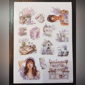 Lavender Cottage Farmhouse Sticker Sheet  Botanical Floral Illustrations